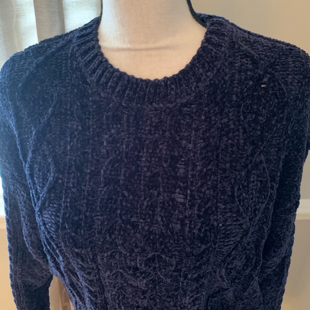 PacSun Navy Blue Chenille Cropped Sweater ,Size Small NWT‎ - Picture 2 of 5